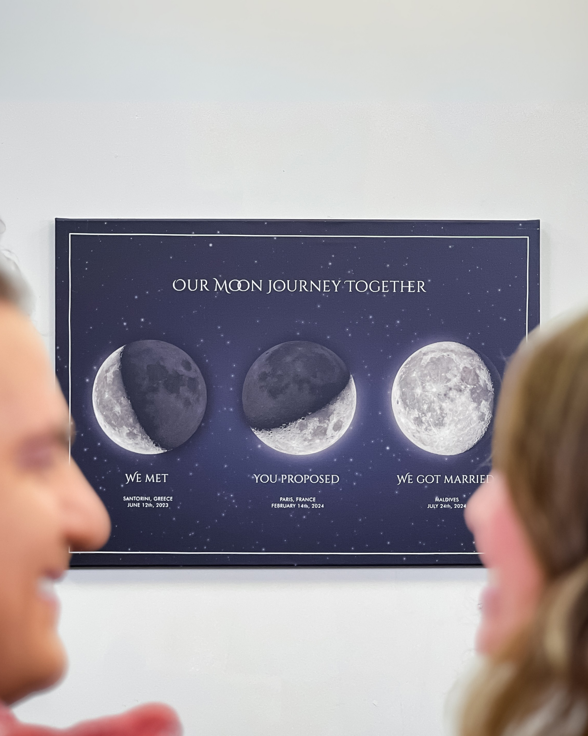 Multiple moon phase wall art print in neutral colors, featuring various lunar phases in a minimalist design