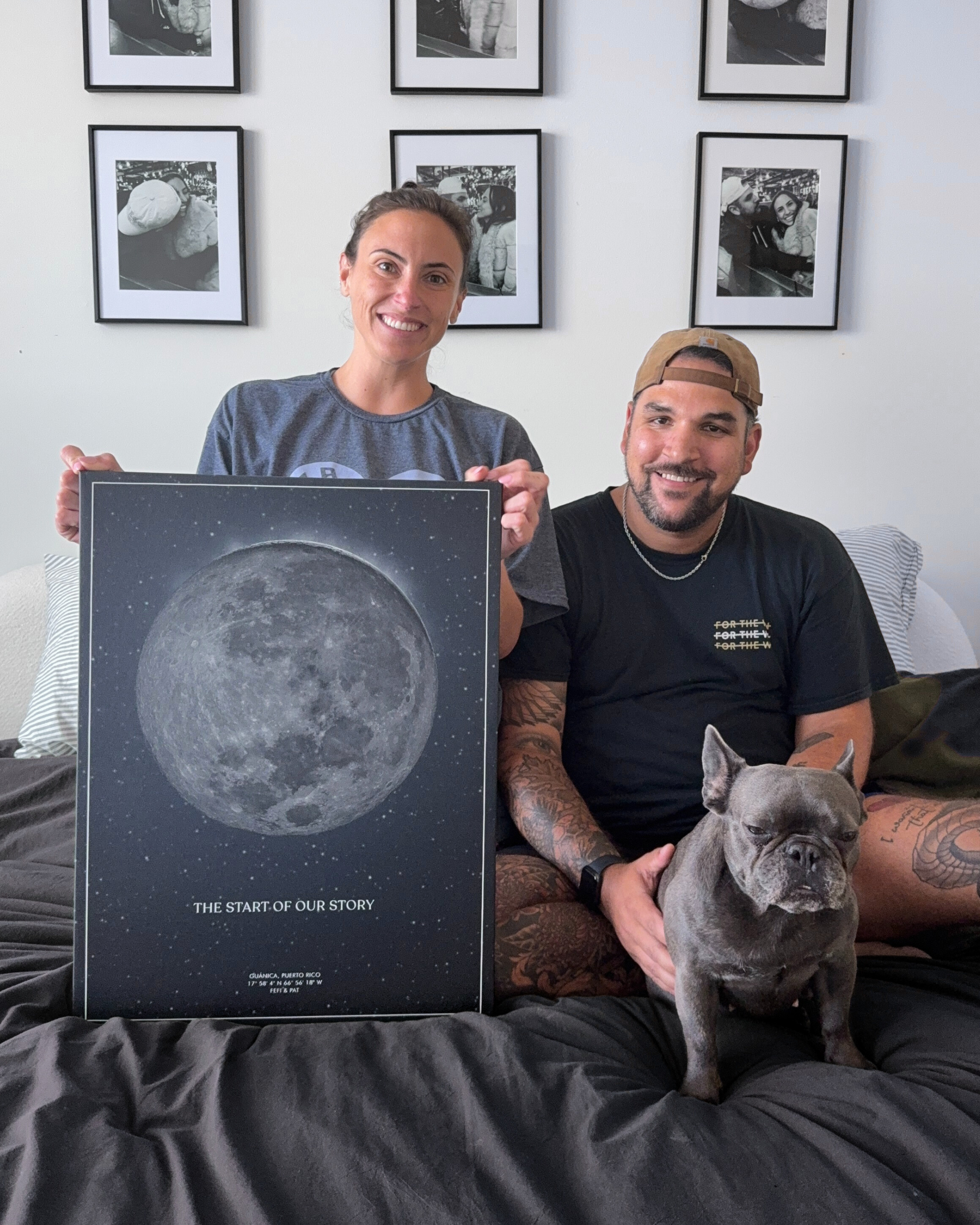 Single moon phase canvas print in dark neutral tones, showcasing lunar phases on a textured background